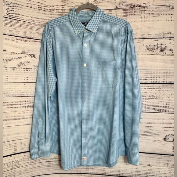 Vineyard Vines Shirt Mens Sz L Plaid performance Classic Fit Murray Nylon Blend - Picture 2 of 12